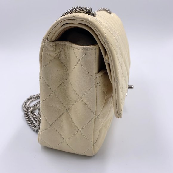 Authentic Chanel Beige Calfskin Flap Shoulder Bag - Picture 7 of 15